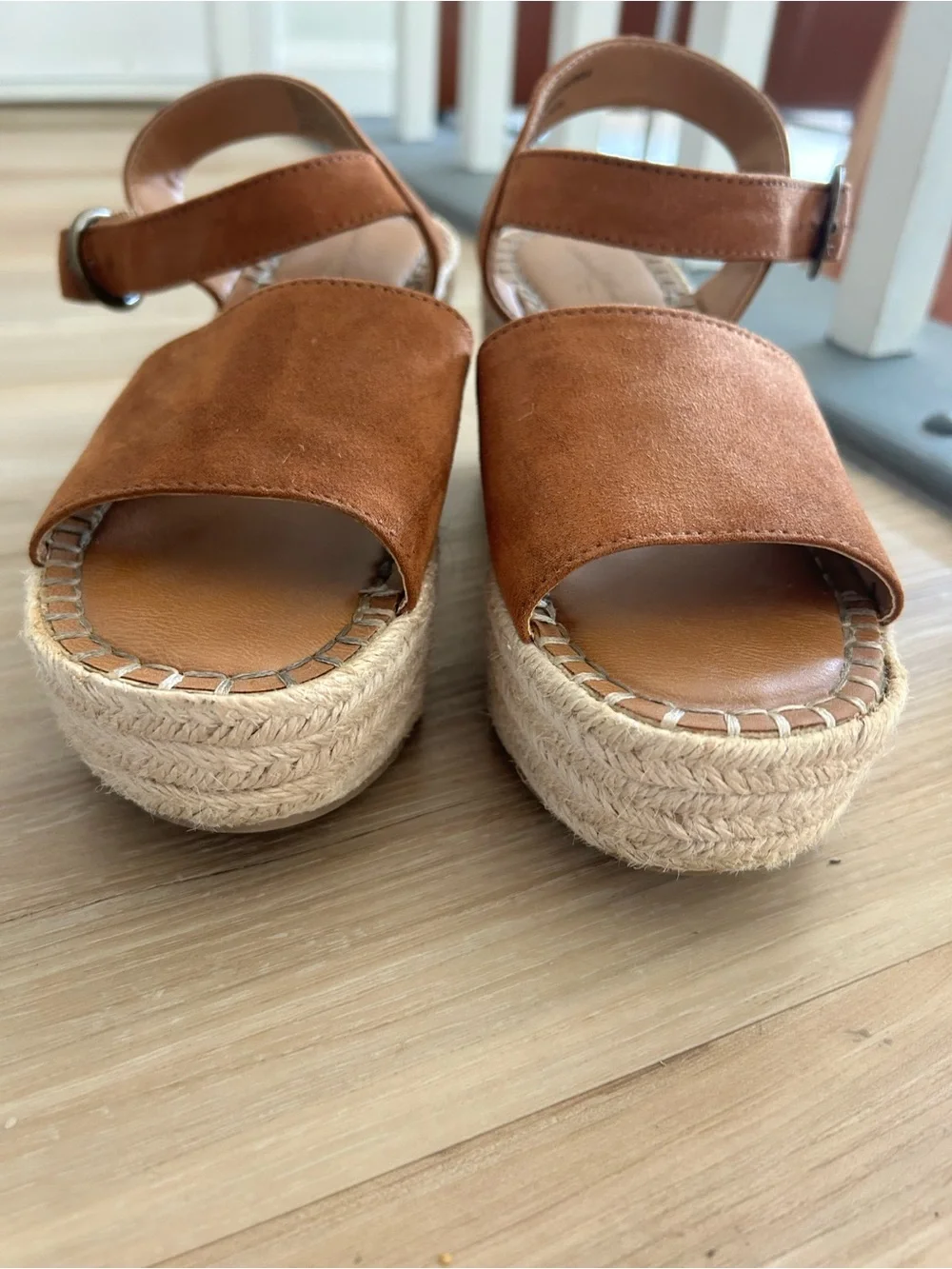 Universal Thread Tan Suede Espadrille Wedge Sandals